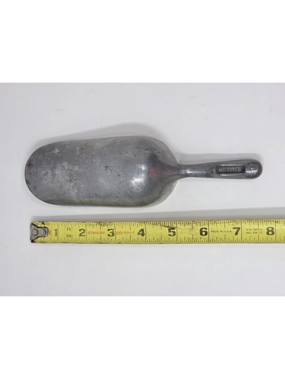 Vintage Hilton Hotel 12 x 6 Italy Aluminum Ice Scoop Ribbed Handle Hospitality